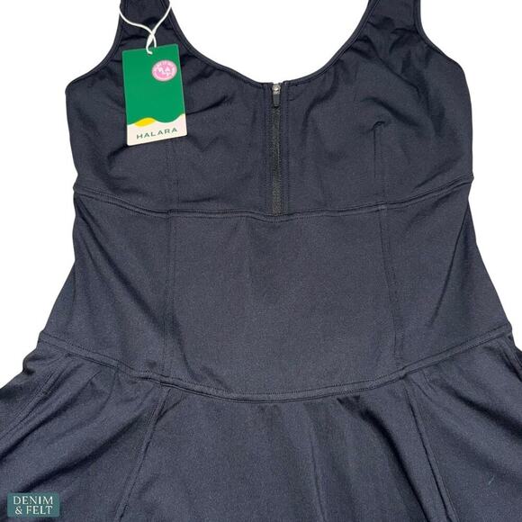 Halara Zip Front Active Mini Dress Black with Built-In Shorts Size M NEW/NWT!! - Picture 3 of 10